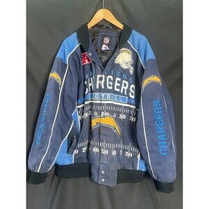 San Diego Chargers Vintage Jacket Mens Black Blue NFL Football Size 3XL